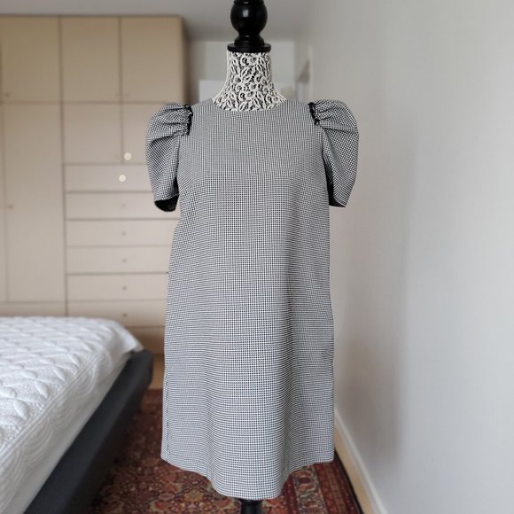 Zara Basic Collection Houndstooth Puff Sleeve - Picture 5 of 10